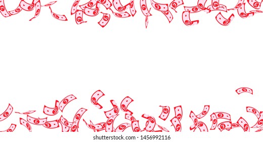 British pound notes falling. Floating GBP bills on white background. United Kingdom money. Beauteous vector illustration. Stylish jackpot, wealth or success concept.