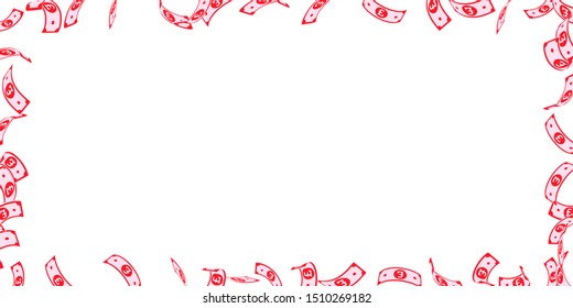 British pound notes falling. Floating GBP bills on white background. United Kingdom money. Beauteous vector illustration. Likable jackpot, wealth or success concept.