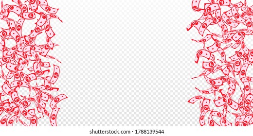 British pound notes falling. Floating GBP bills on transparent background. United Kingdom money. Beauteous vector illustration. Neat jackpot, wealth or success concept.