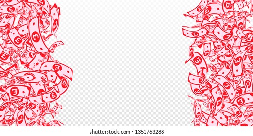 British pound notes falling. Messy GBP bills on transparent background. United Kingdom money. Beauteous vector illustration. Optimal jackpot, wealth or success concept.