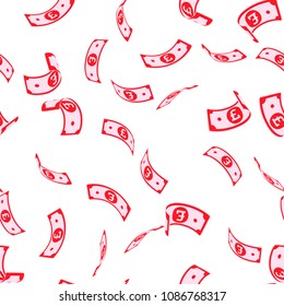 British pound notes seamless pattern. Scattered GBP bills. United Kingdom sparse flying money. Jackpot, wealth or success concept. Vector illustration.