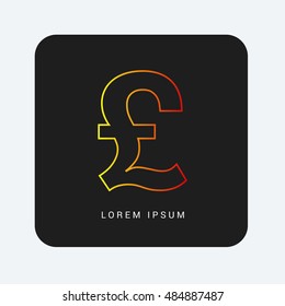 British Pound Red & Orange gradient attractive line thin icon / logo design