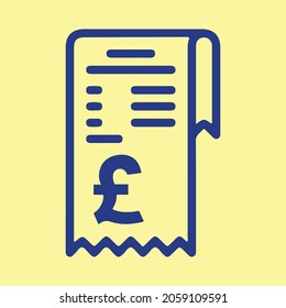 British Pound Shopping Receipt Sheet Icon.