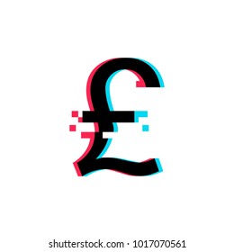 British Pound Sign In Glitch Style