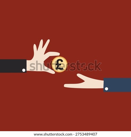 British Pound sterling currency icon featuring a minimalist flat design and diagonal long shadow. Professional vector graphic for UK financial news, banking apps, and international trade illustrations.
