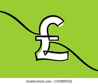 British pound sterling sign. Continuous line drawing