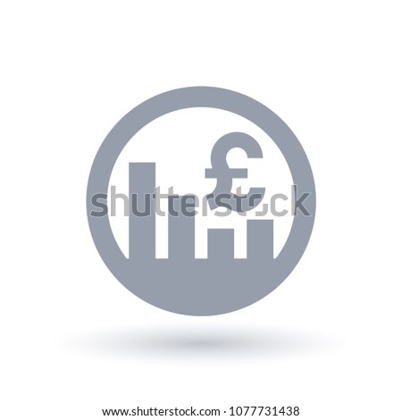 British Pound stock market icon. Great Britain currency exchange rate sign. GBP symbol and bar graph in circle. Vector illustration.