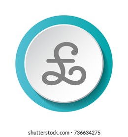 British pound symbol - 3d button. Vector.