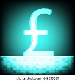 British pound symbol design on teal background vector illustration