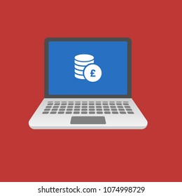 British pound symbol and pc icon. Vector illustration