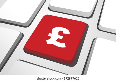 Símbolo británico de libra en un cubo rojo con fondo blanco.