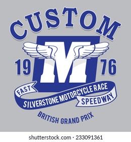 British racing typography, t-shirt graphics, vectors