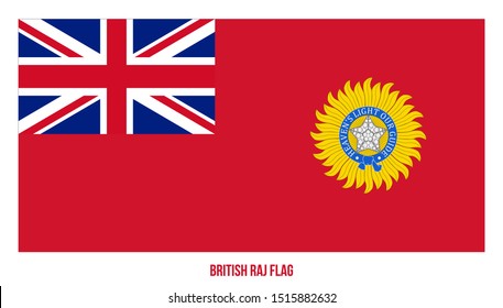 British Raj (1858-1947) Flag Waving Vector Illustration on White Background. East India Company Flag.