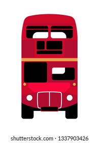 British Red Bus. Traditional public transport in London. Front view.
