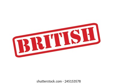 BRITISH Red Rubber Stamp vector over a white background.