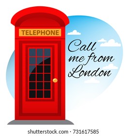 British red telephone booth. Vector illustration on white background.