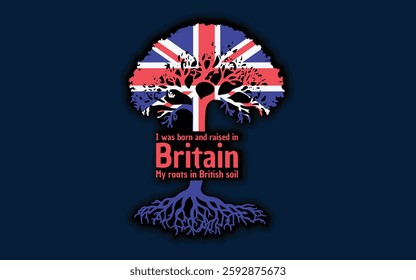 British roots and symbolism: a tree with the British flag, embodying national pride and love for nature	