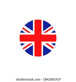 British round flag icon. National Great Britain circular flag vector illustration isolated on white. United Kingdom symbol.