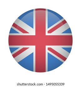 British round flag icon - UK - United Kingdom of Great Britain