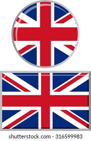 British round and square icon flag. Vector illustration Eps 8.