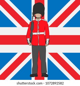 British royal guard with Union Kindom flag