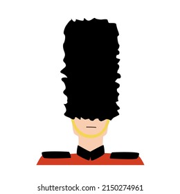 British royal guard vector illustration. Royal life guard in black bearskin hat.