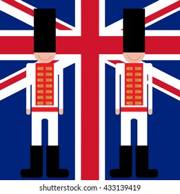 British Royal guards stand guard in suits and hats, British Royal guards stand guard in suits and hats, the British army, soldiers, British soldiers