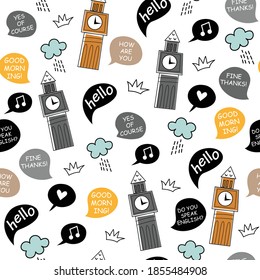 British seamless childish pattern for print, wallpaper, textile