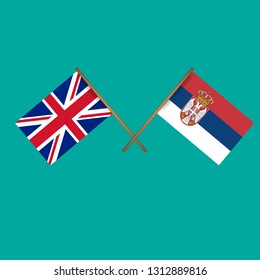 British and Serbia crossed flags.Language learning or travel concept.