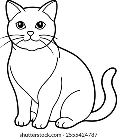 British shorthair Cat line art vector design