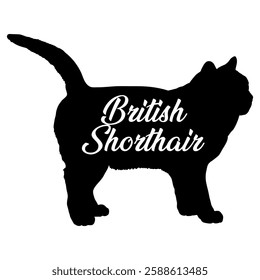 British Shorthair. cat silhouette, cat, cat breeds, logo, vector, silhouette,  animal, illustration, icon, sign, design, black, symbol, pet, love
