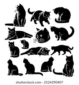 British Shorthair Cat Silhouettes: Elegant Poses of the Iconic Feline