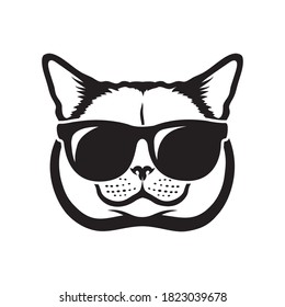 British shorthair cat wearing sunglasses vector illustration