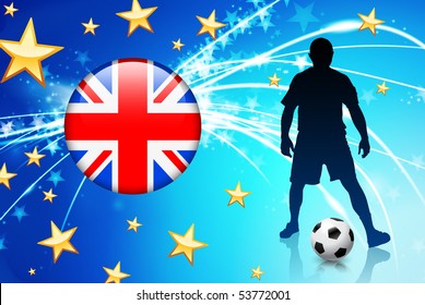 British Soccer Player on Abstract Light Background Original Illustration