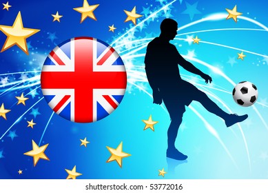British Soccer Player on Abstract Light Background Original Illustration