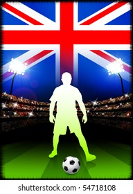 British Soccer Player in Stadium Match Original Illustration