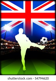 British Soccer Player in Stadium Match Original Illustration