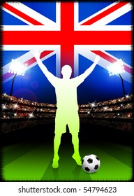 British Soccer Player in Stadium Match Original Illustration