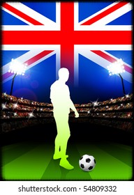 British Soccer Player in Stadium Match Original Illustration