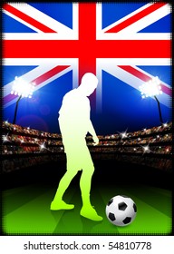 British Soccer Player in Stadium Match Original Illustration