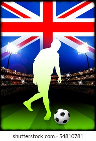 British Soccer Player in Stadium Match Original Illustration
