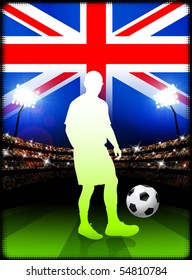British Soccer Player in Stadium Match Original Illustration
