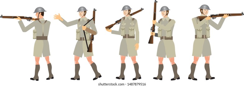 British Soldier Ww2 Desert, World War Two Army - Vector