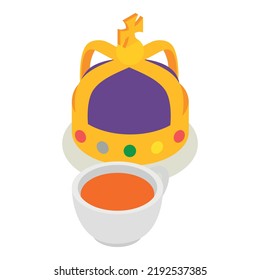 British Symbol Icon Isometric Vector. Royal Golden Crown, Traditional English Tea. Monarchy Symbol, History, Culture, Tradition