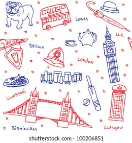 British symbols and icons seamless pattern