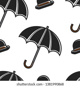 British symbols seamless pattern bowler hat and umbrella vector 
