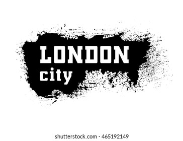British t shirt typography graphics. Black and white design with text London city isolated on background. Symbol of England, Britain United Kingdom. Template apparel, card, poster. Vector illustration