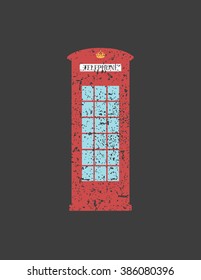 British telephone box / vintage style / telephone, red telephone, telephone public call, telephone grunge