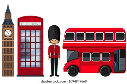 An British Travel Element on White Background illustration