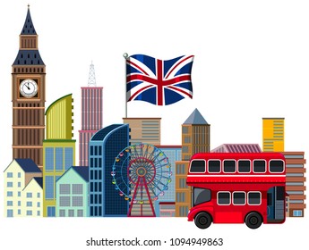 An British Travel Element on White Background illustration